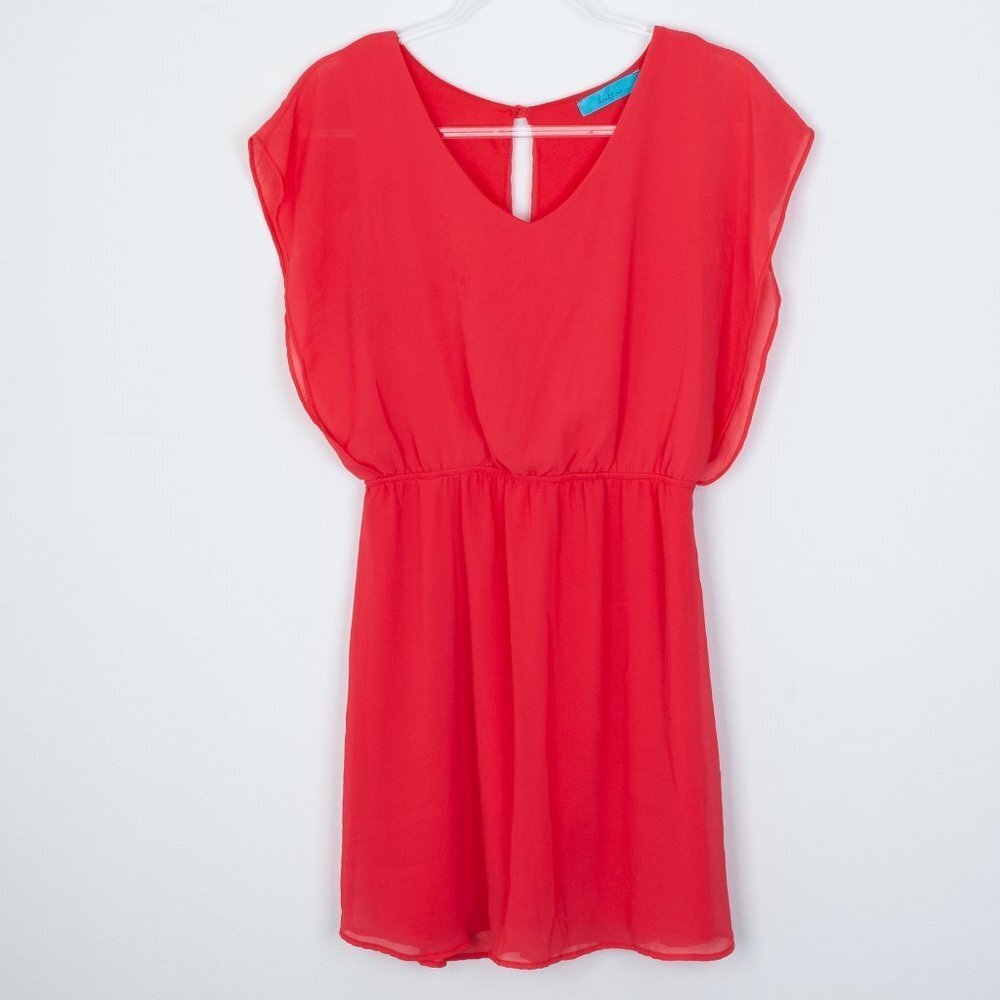 Buttons Short Sleeve Chiffon Dress‎ Size Medium